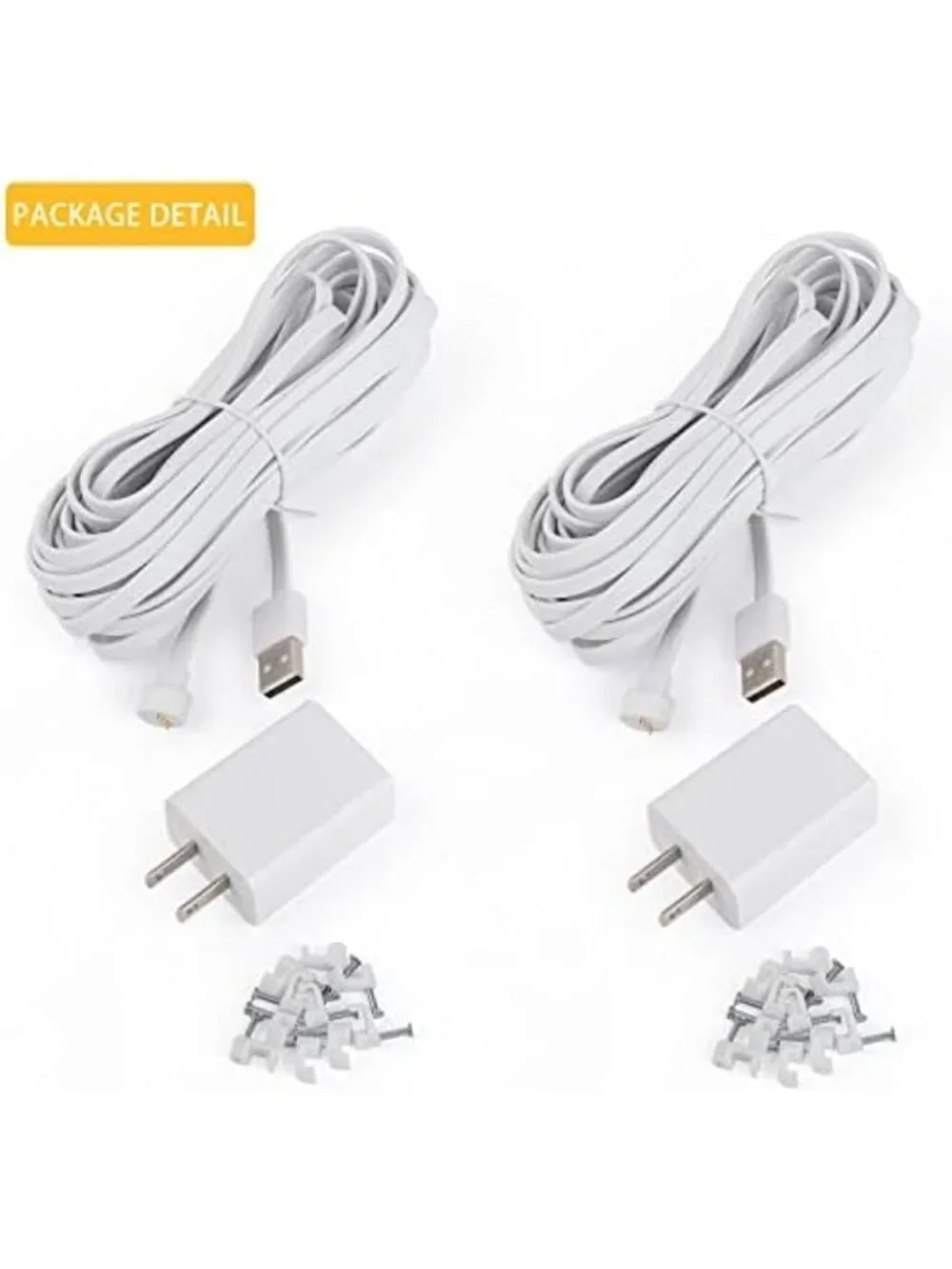 2 Pack 25Ft Weatherproof Charging Cable for Google Nest Cam - Flat Outdoor Power